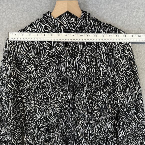 Adressing Jacket Womens Medium Black White Zebra Print Sequins Crinkle Embellish - Picture 12 of 14